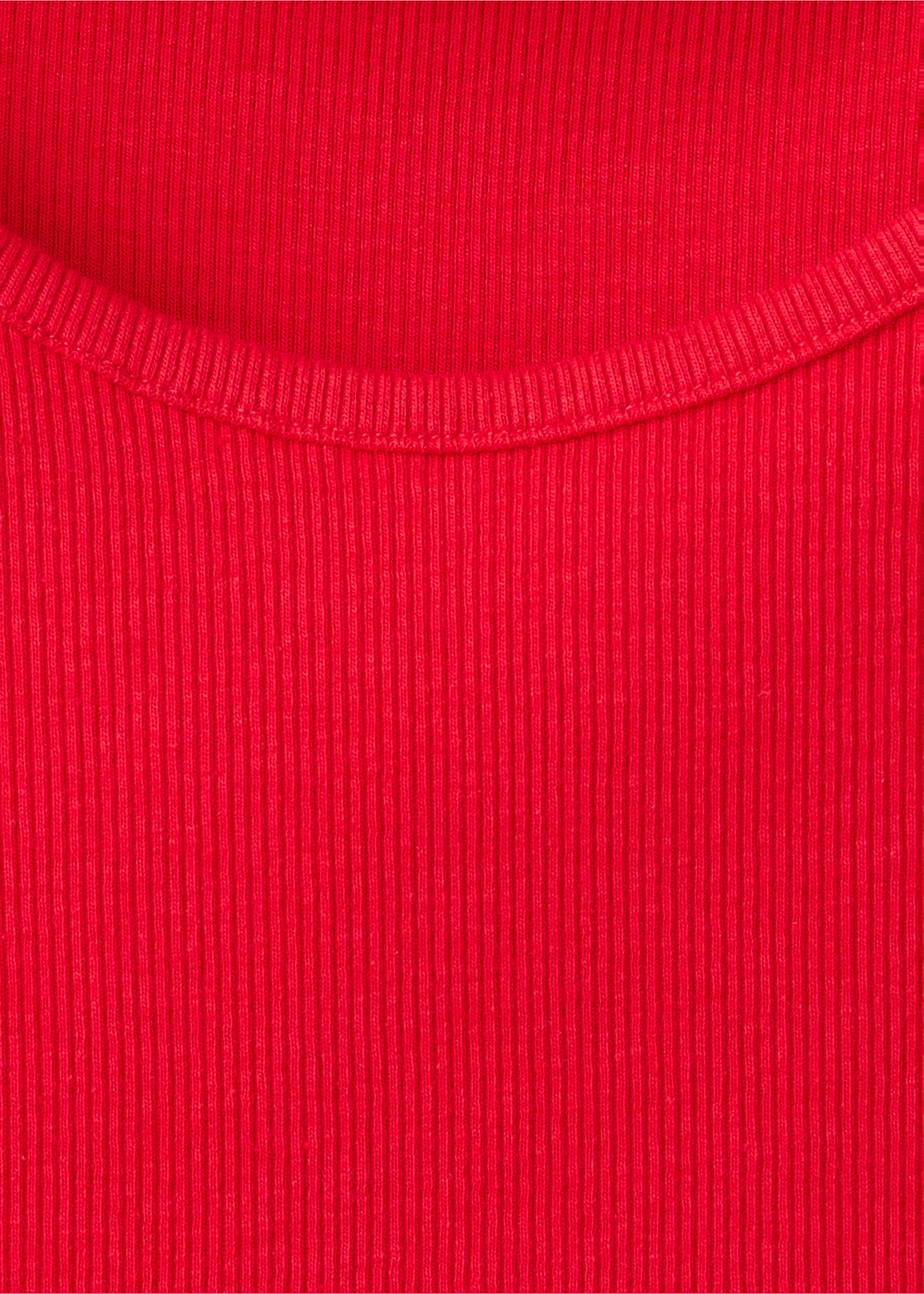 Ribbed cotton-blend top - Details of the article 8, Red. Ref: 37071363-00.
