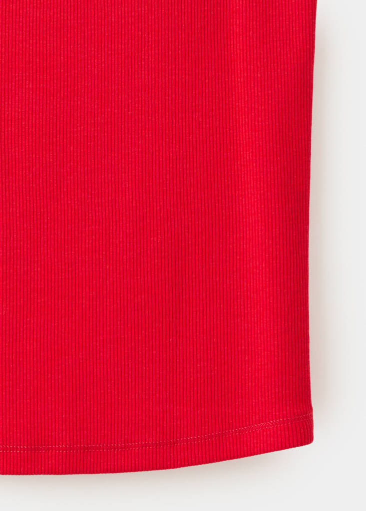 Ribbed cotton-blend top — Red