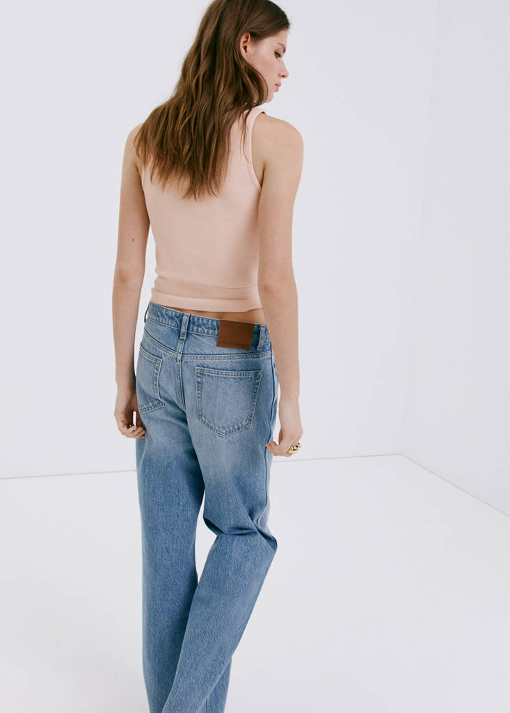 Ribbed cotton-blend top — Pastel Pink