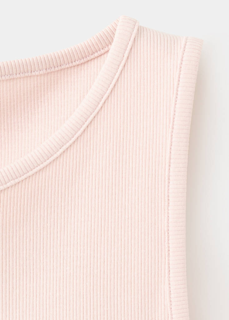Ribbed cotton-blend top — Pastel Pink