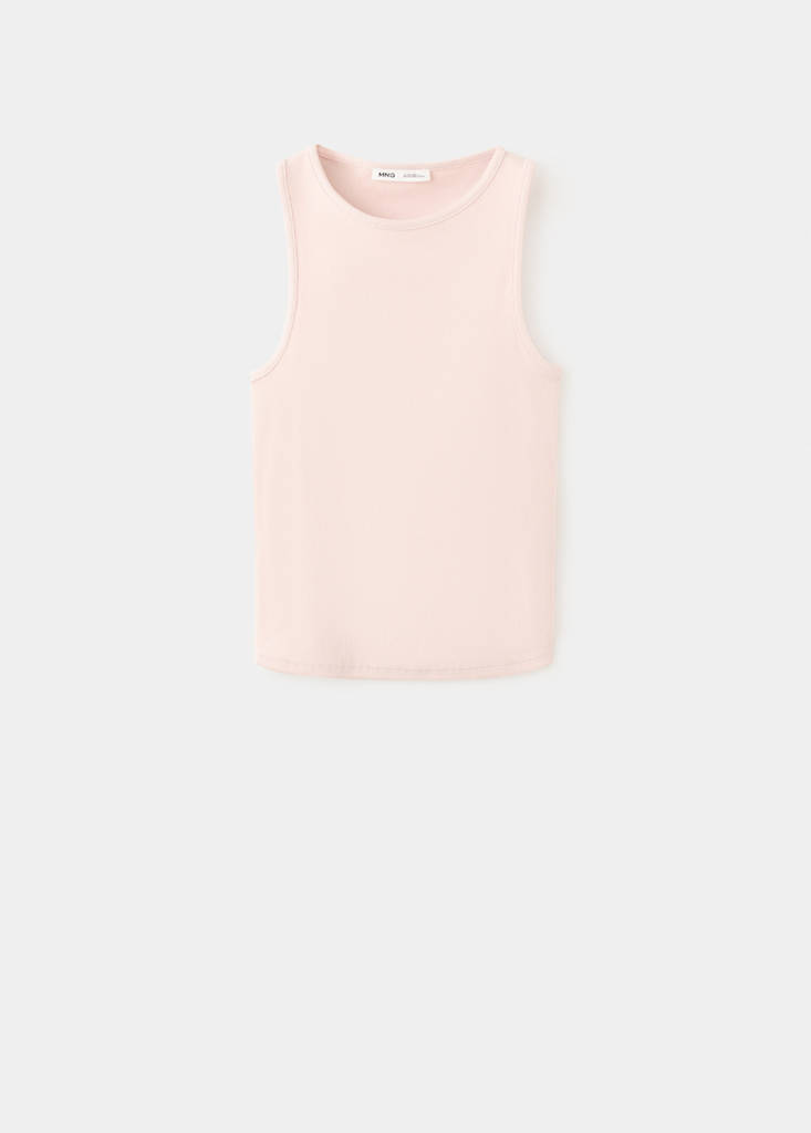 Ribbed cotton-blend top — Pastel Pink