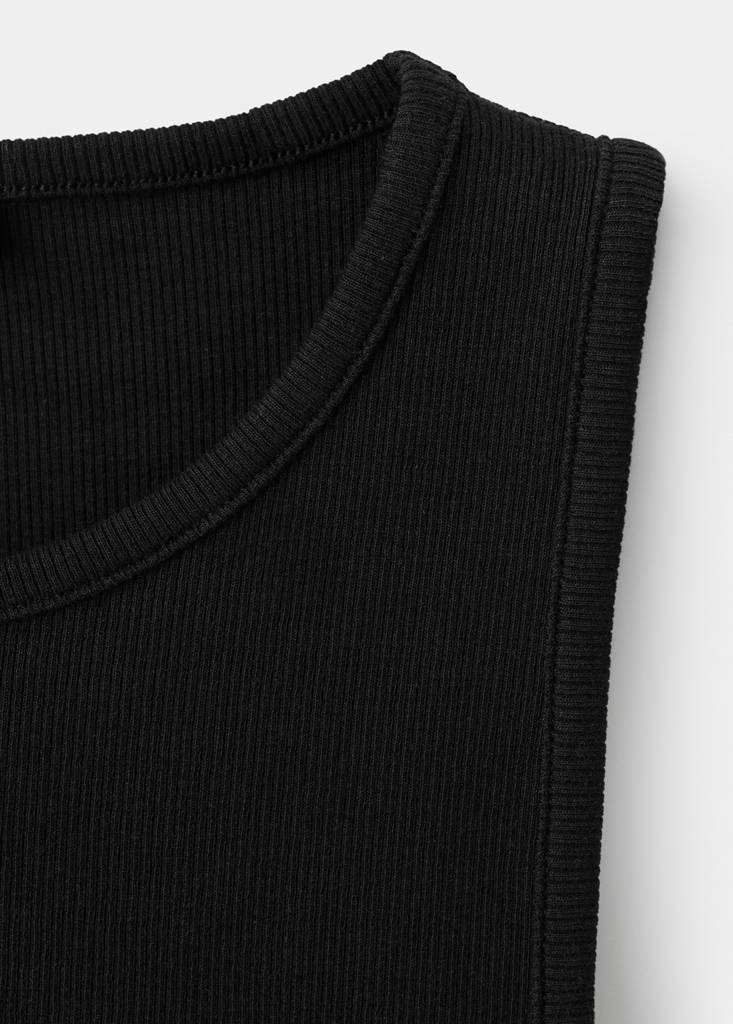 Ribbed cotton-blend top — Black