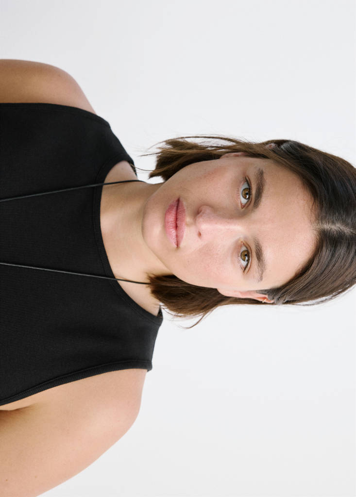 Ribbed cotton-blend top — Black