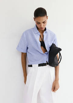 Striped cotton linen shirt — Sky Blue 1