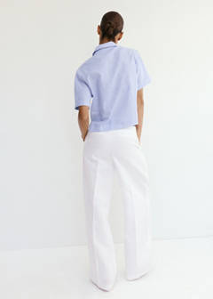 Striped cotton linen shirt — Sky Blue 3