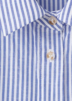 Striped cotton linen shirt — Sky Blue 6