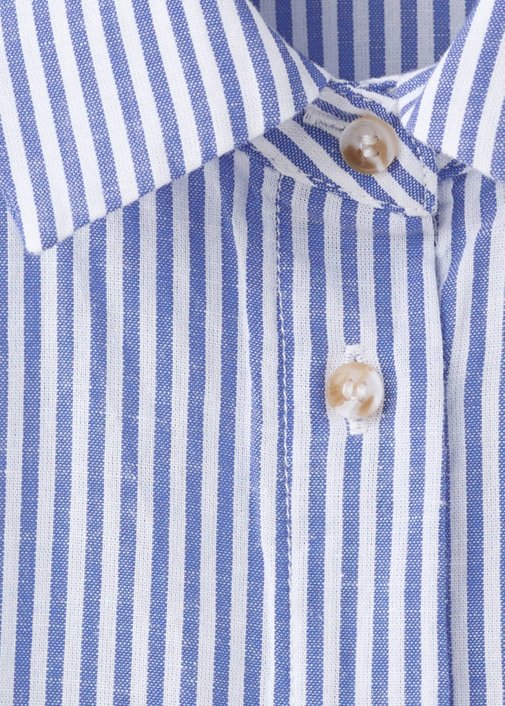 Striped cotton linen shirt — Sky Blue