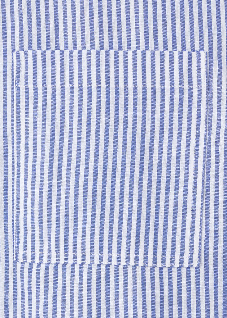 Striped cotton linen shirt — Sky Blue