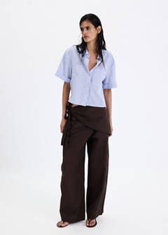 Striped cotton linen shirt — Sky Blue 10