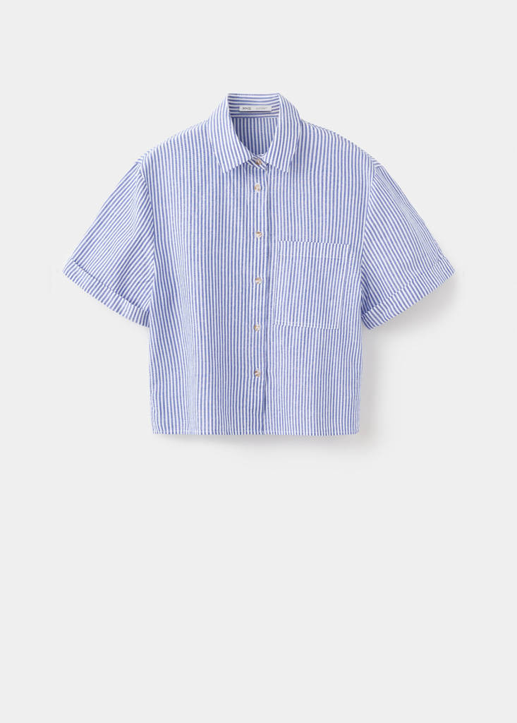 Striped cotton linen shirt — Sky Blue