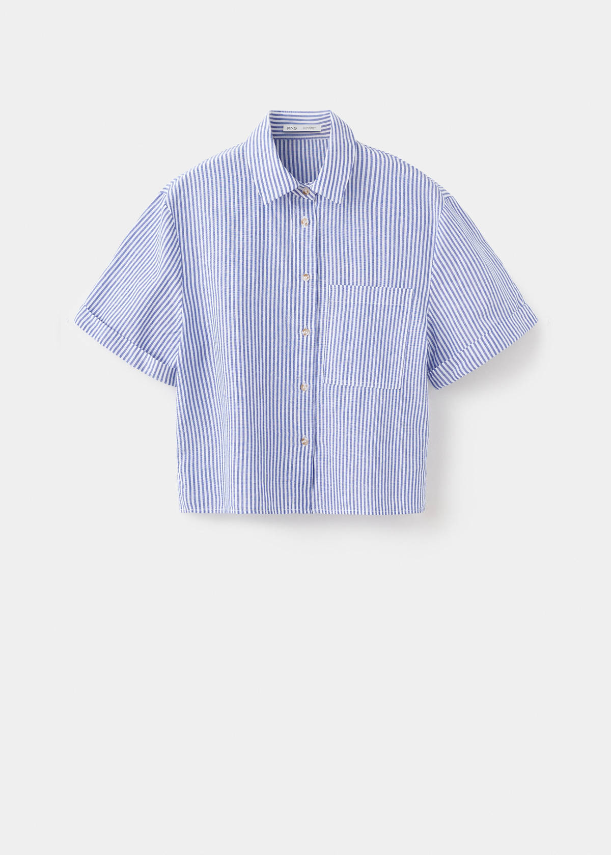 Striped cotton linen shirt — Sky Blue