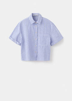 Striped cotton linen shirt — Sky Blue 5