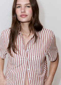 Striped cotton linen shirt — Maroon 4