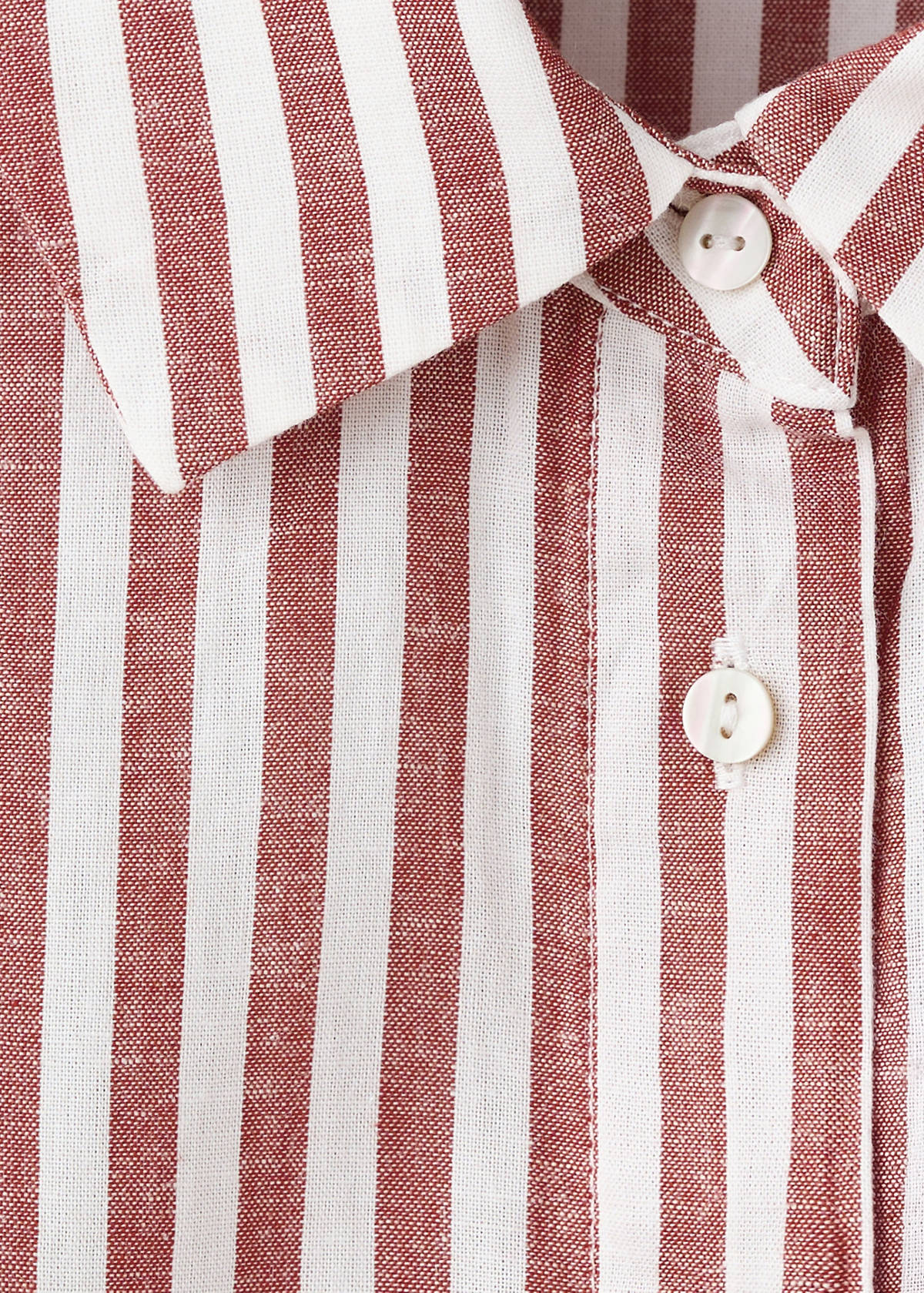 Striped cotton linen shirt — Maroon