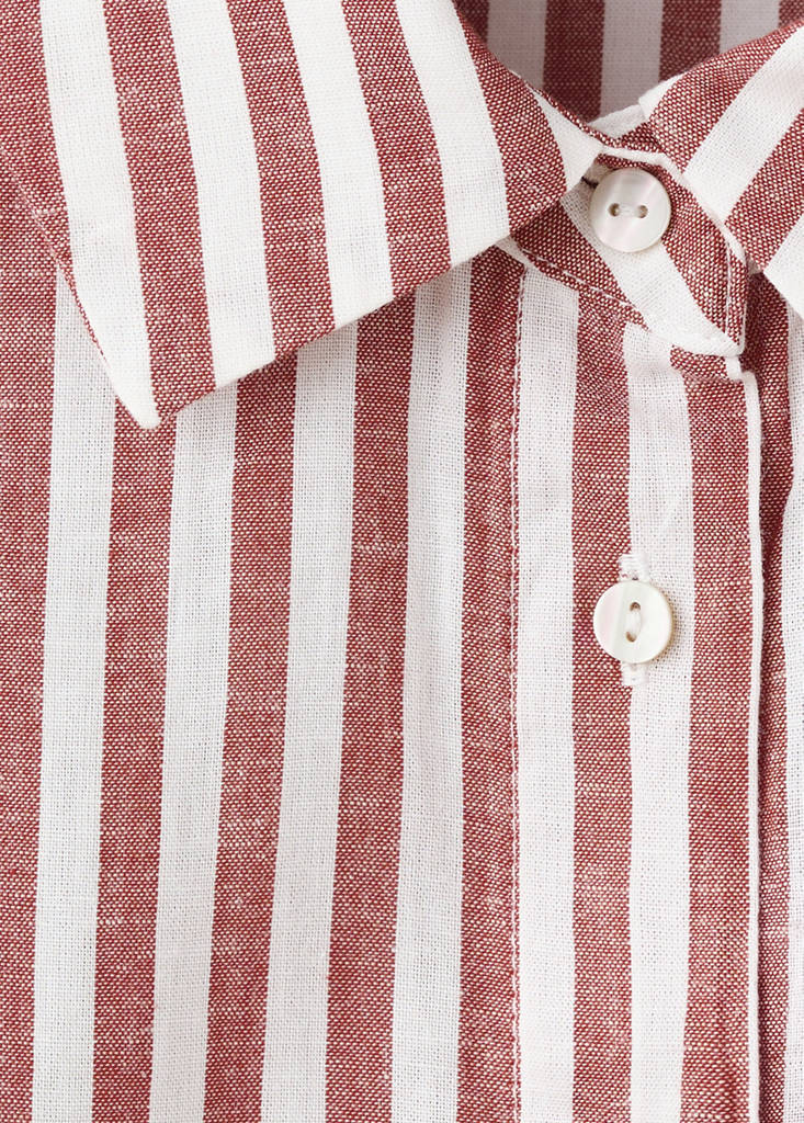 Striped cotton linen shirt — Maroon