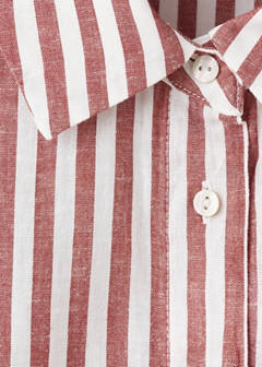 Striped cotton linen shirt — Maroon 11