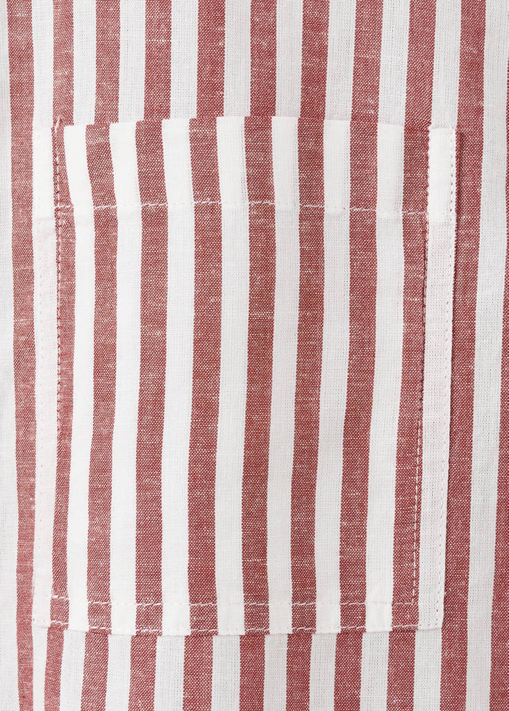 Striped cotton linen shirt — Maroon