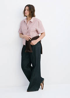 Striped cotton linen shirt — Maroon 6