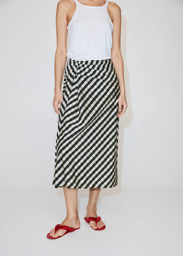 Gingham midi skirt