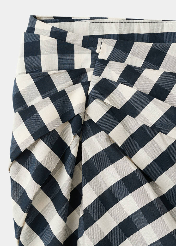 Gingham skirt with draped detail — Navy