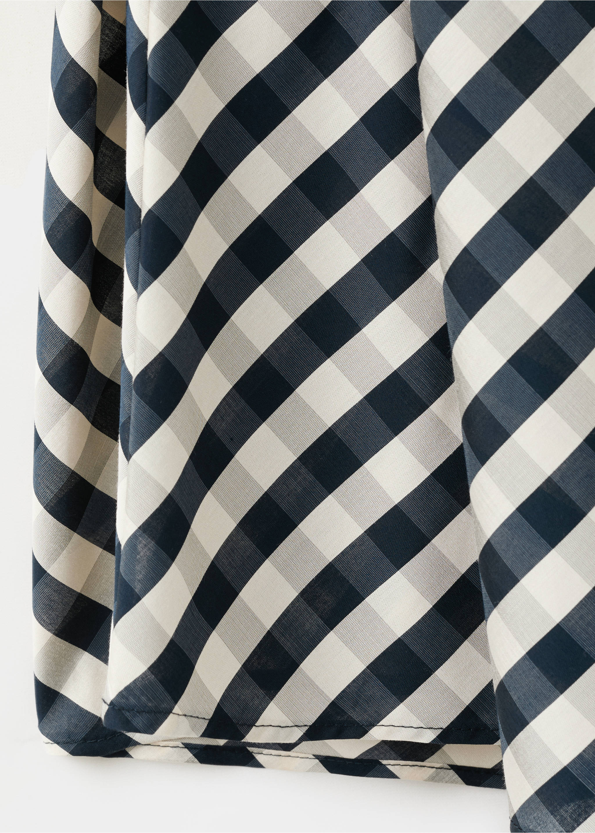 Gingham skirt with draped detail - Details of the article 0, Navy. Ref: 37071365-00.
