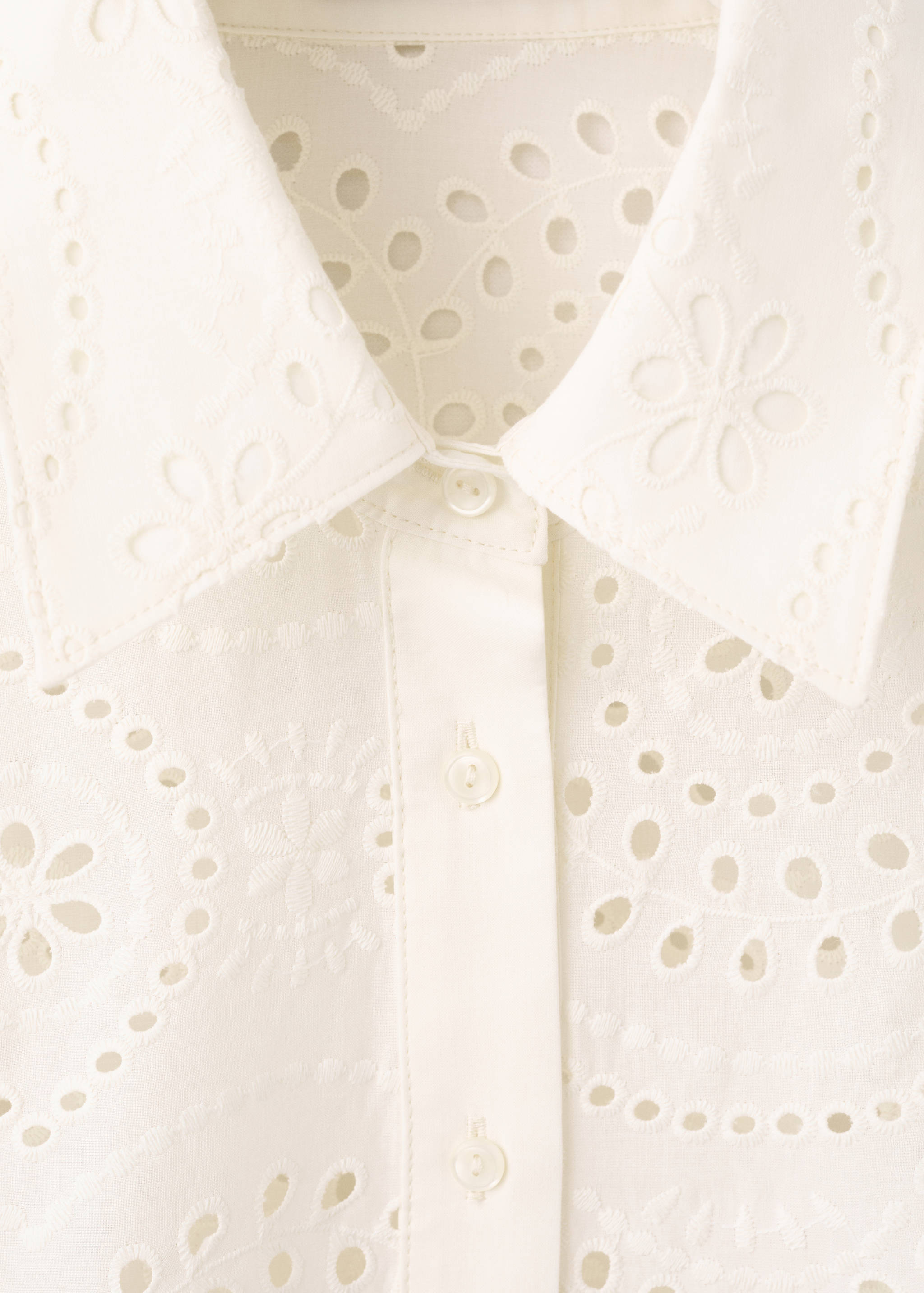Cotton shirt with broderie anglaise embroidery - Details of the article 8