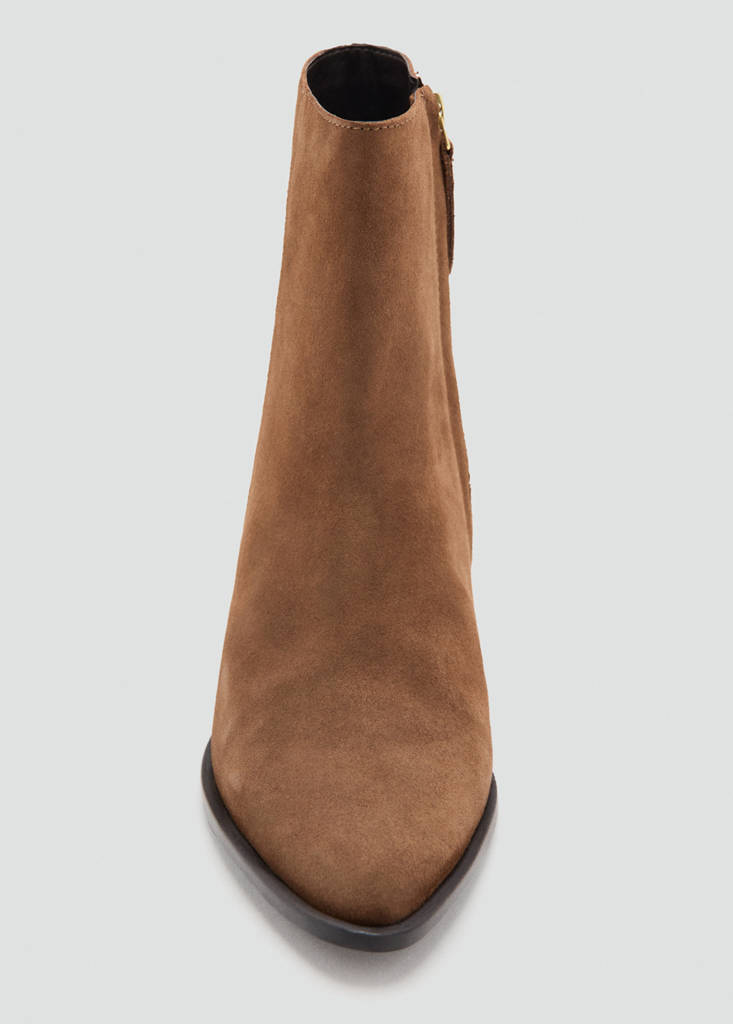 Heel suede ankle boot — Medium Brown