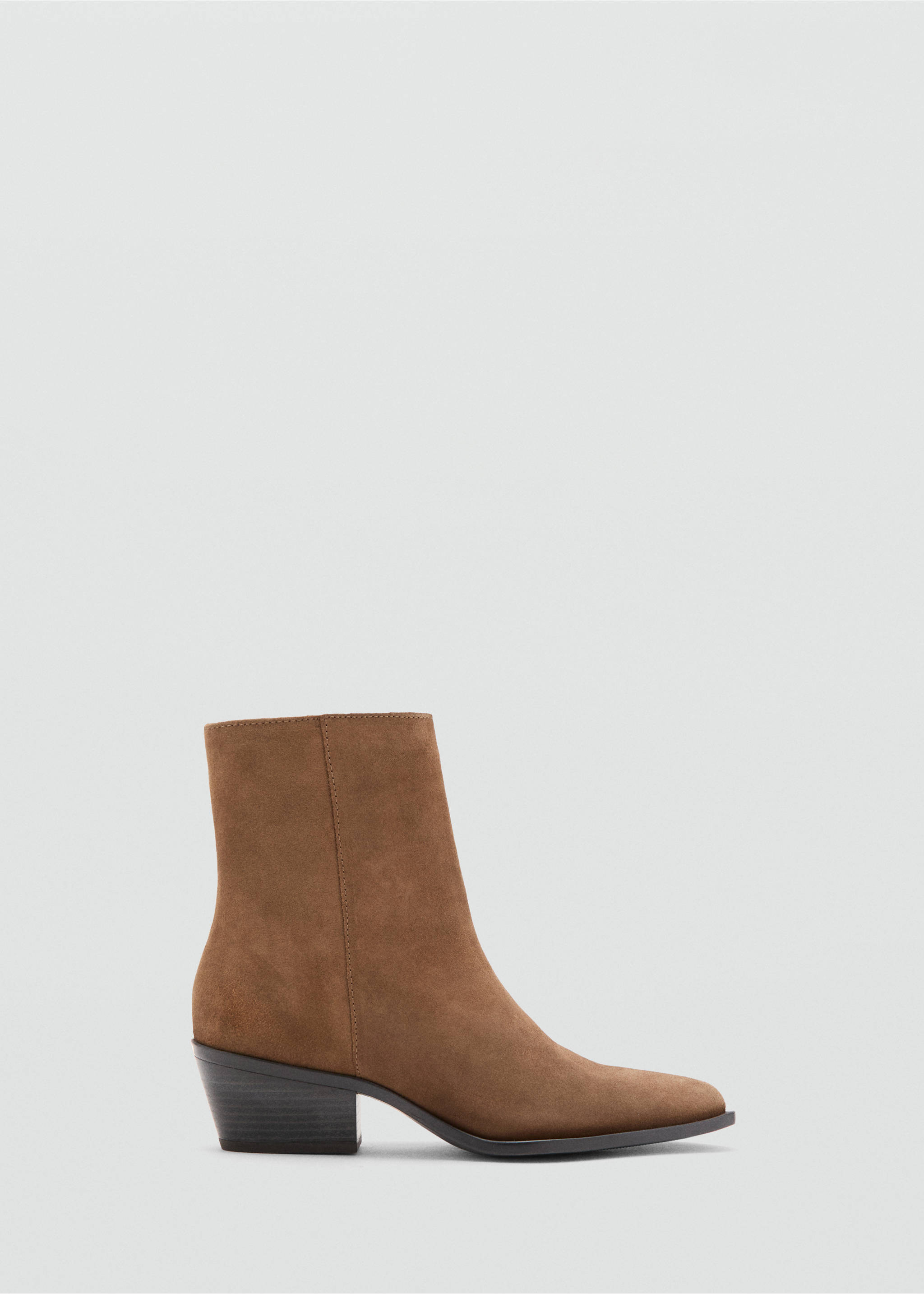 Heel suede ankle boot - Article without model, Medium Brown. Ref: 37071367-00.