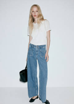 Wide-leg patch pocket jeans — Medium Blue 2