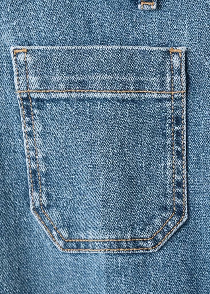Wide-leg patch pocket jeans — Medium Blue