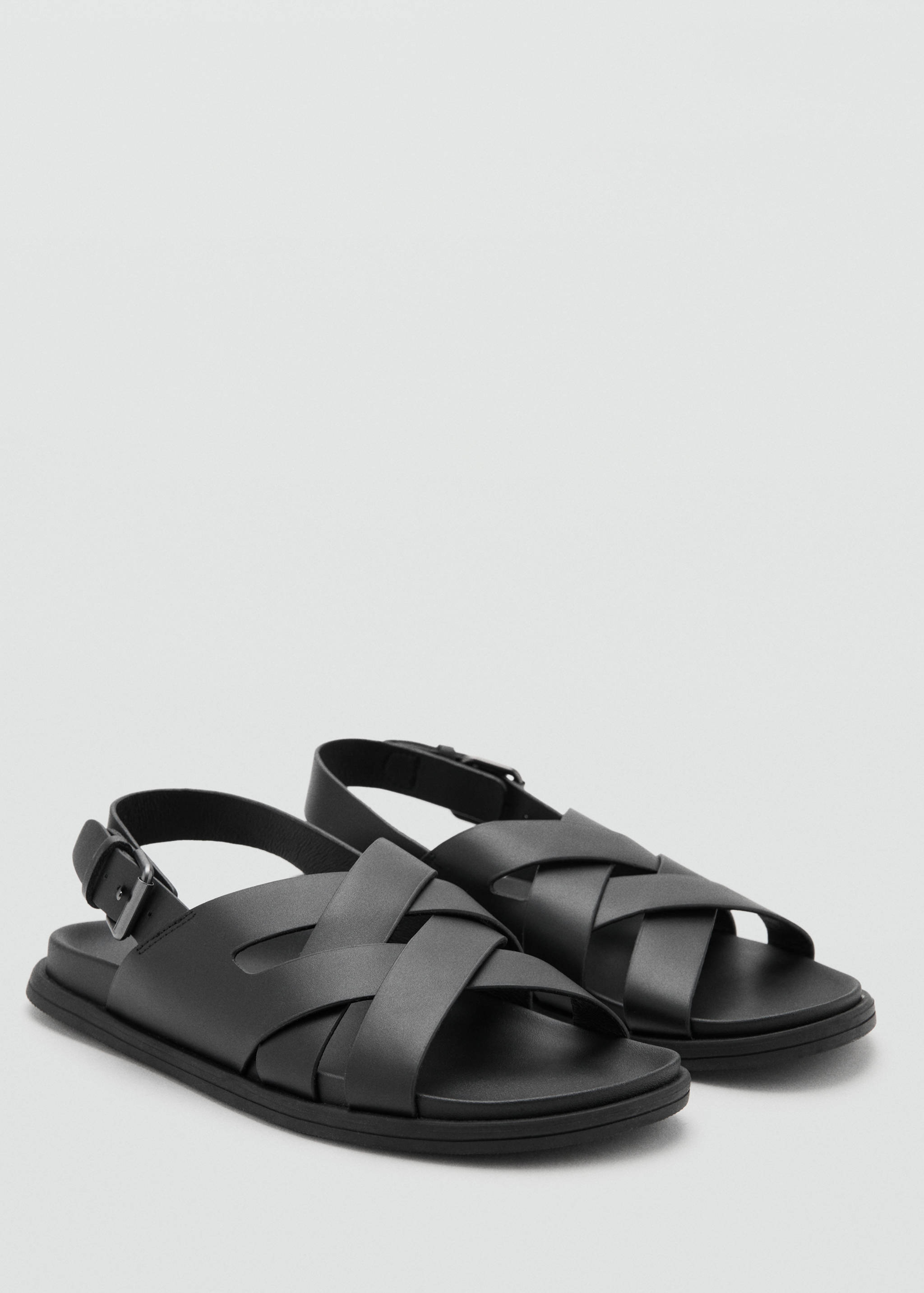Cross-strap leather sandals - Medium plane