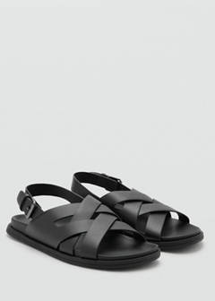 Cross-strap leather sandals — Black 2