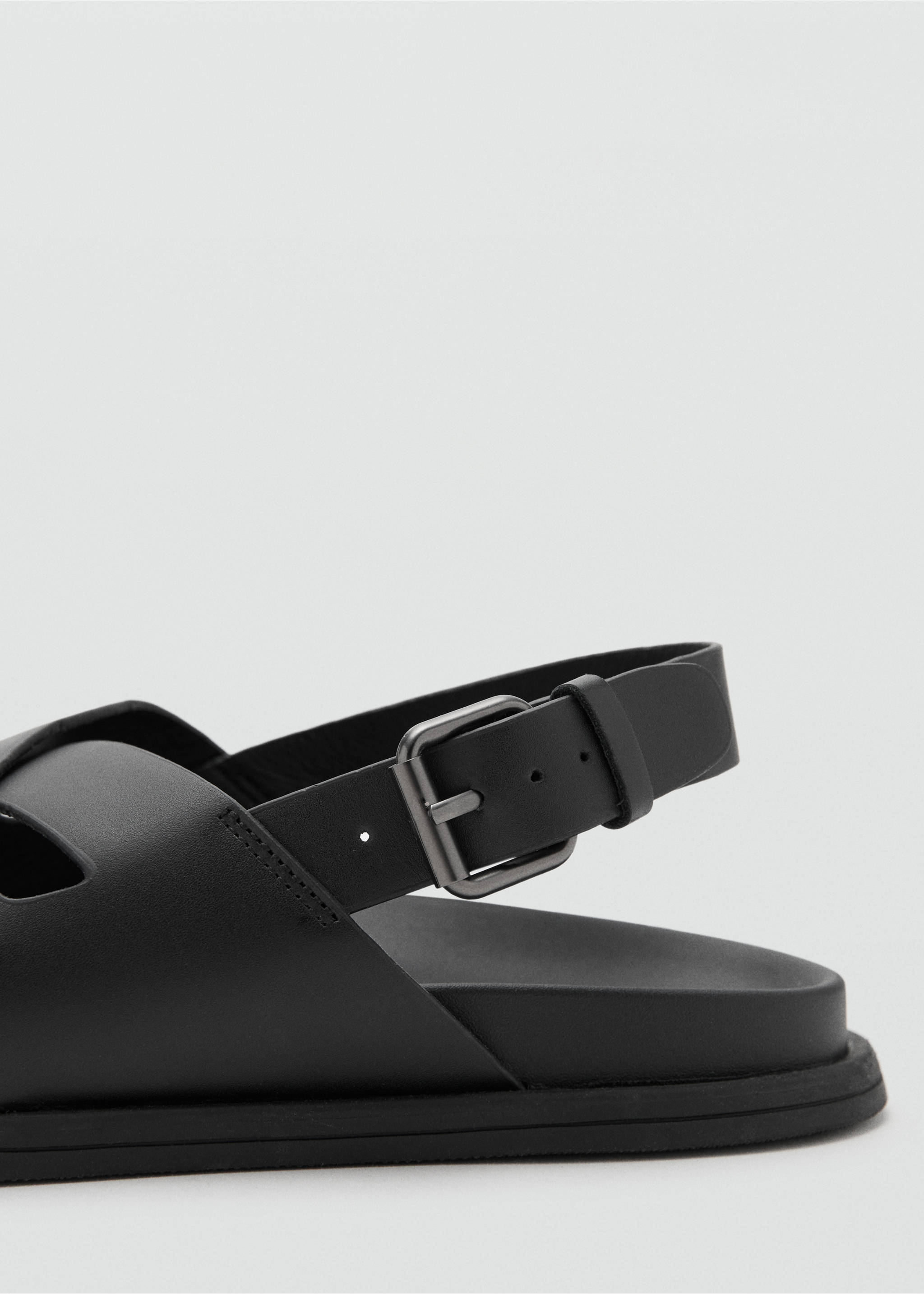 Cross-strap leather sandals - Details of the article 1, Black. Ref: 37071370-00.