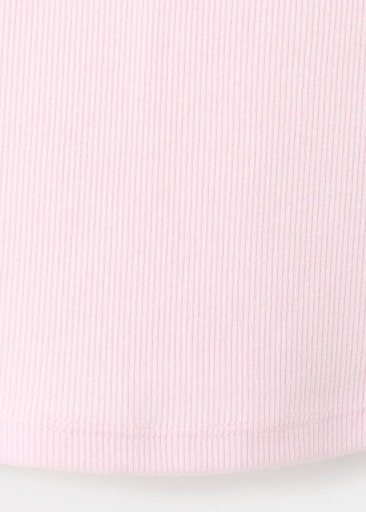 Ribbed pink embroidered top — Pastel Pink