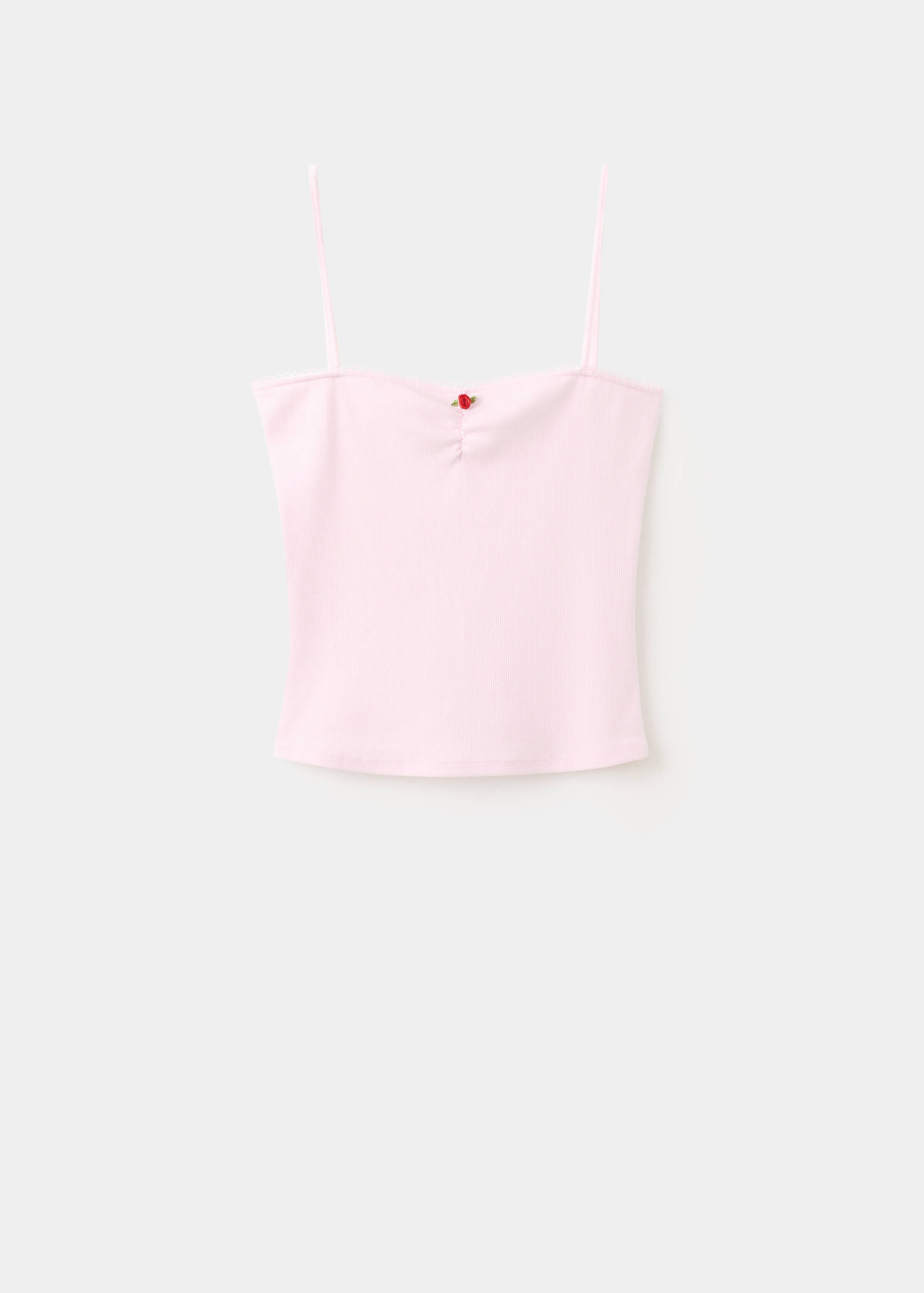 Pink embroidered cotton top - Article without model