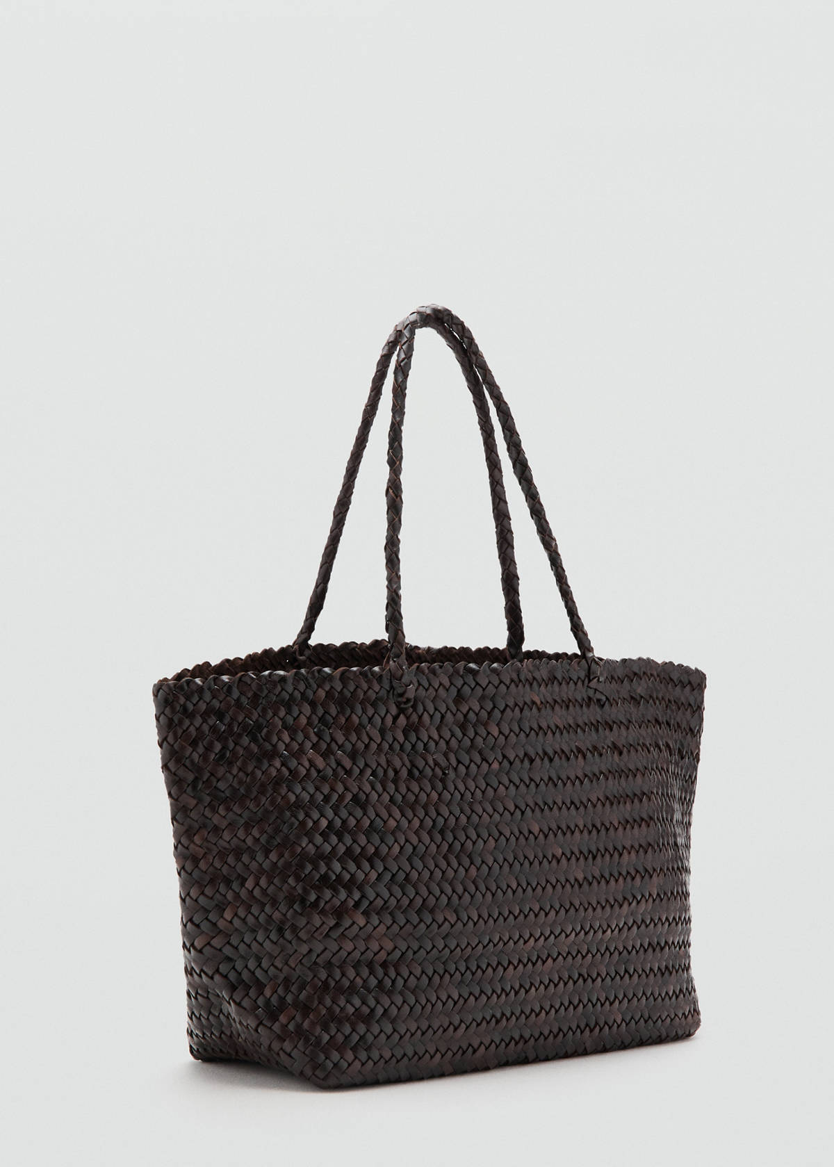 Braided leather shopper bag — Chocolate
