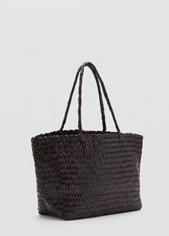 Braided leather shopper bag — Chocolate 1