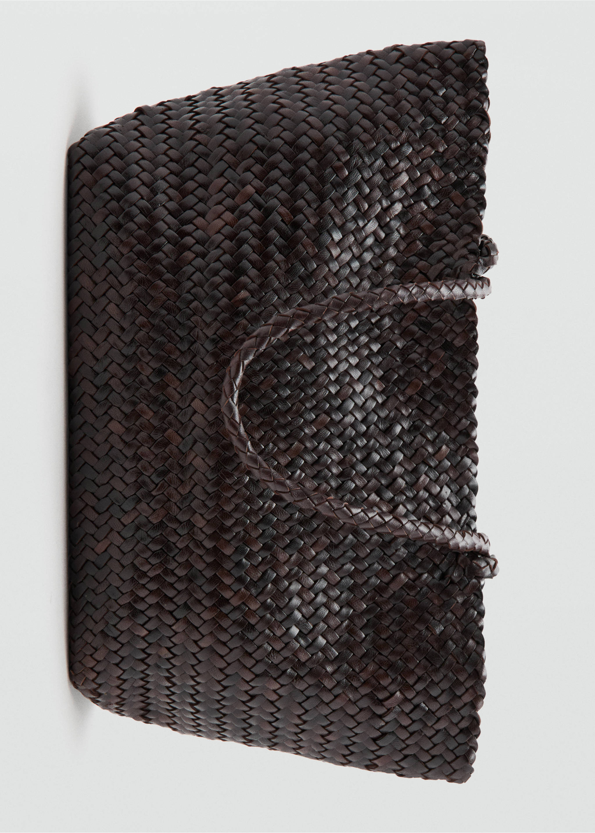 Braided leather shopper bag - Details of the article 2, Chocolate. Ref: 37071373-00.