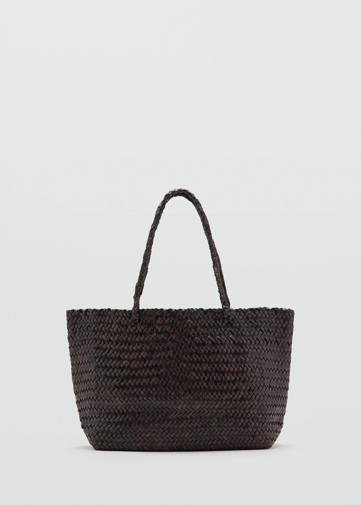 Braided leather shopper bag — Chocolate