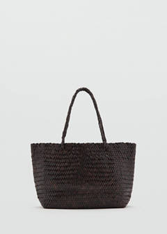 Braided leather shopper bag — Chocolate 5