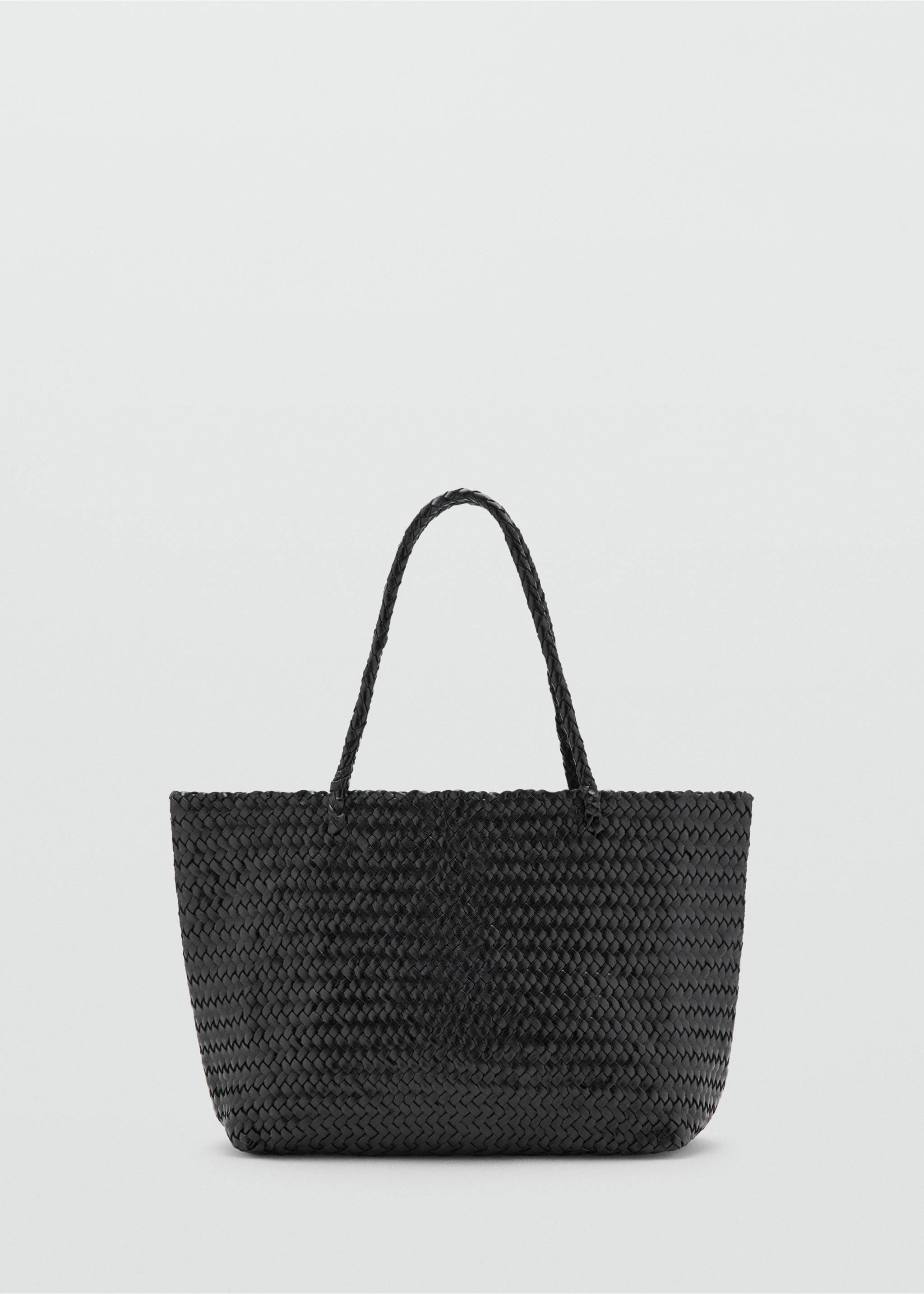 Braided leather shopper bag - Artikel zonder model, Zwart. Ref: 37071373-00.