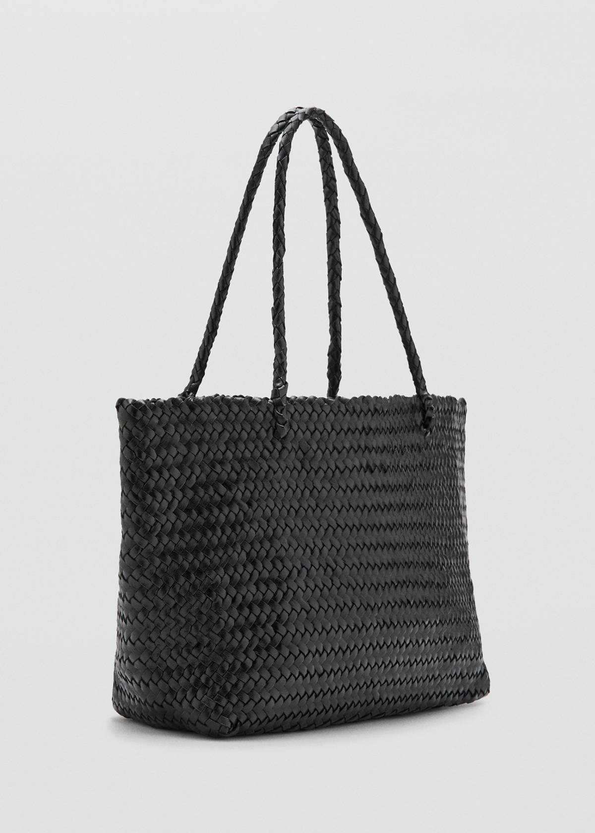 Braided leather shopper bag — Black