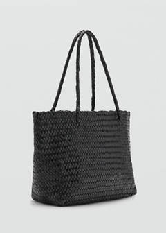 Braided leather shopper bag — Black 1