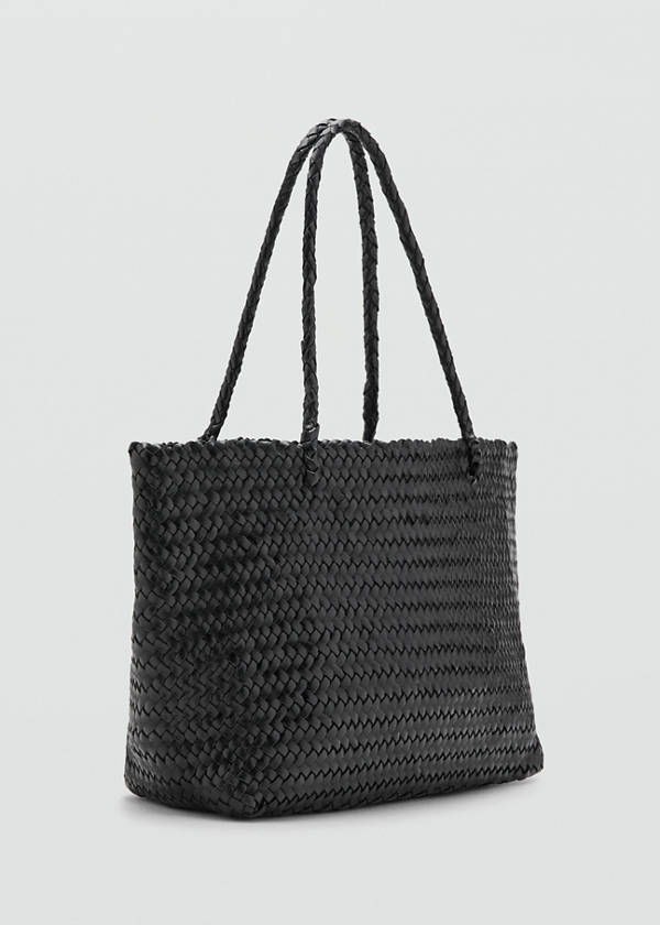 Braided leather shopper bag — Black