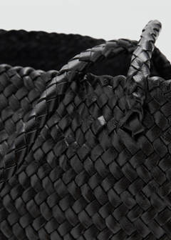 Braided leather shopper bag — Black 2