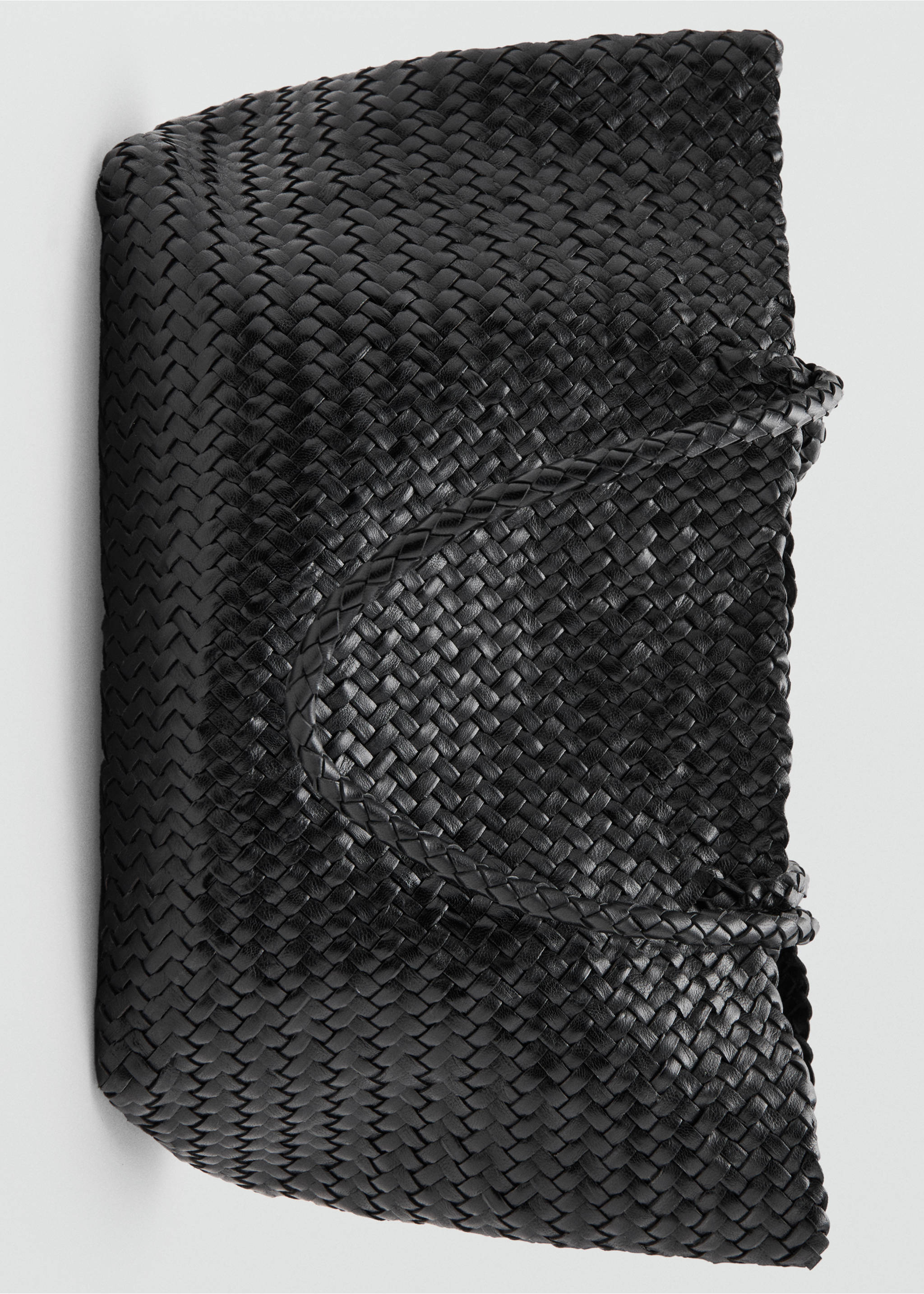 Braided leather shopper bag - Detail van het artikel 2, Zwart. Ref: 37071373-00.