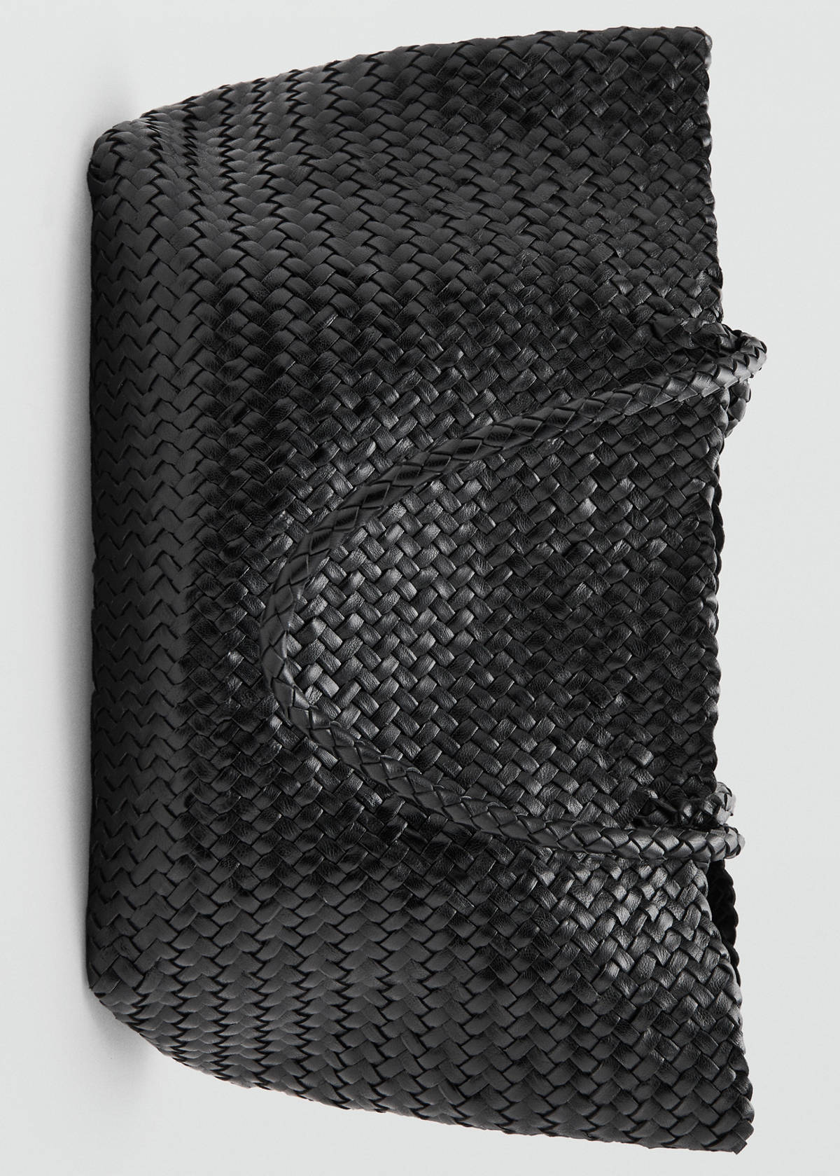 Braided leather shopper bag — Black