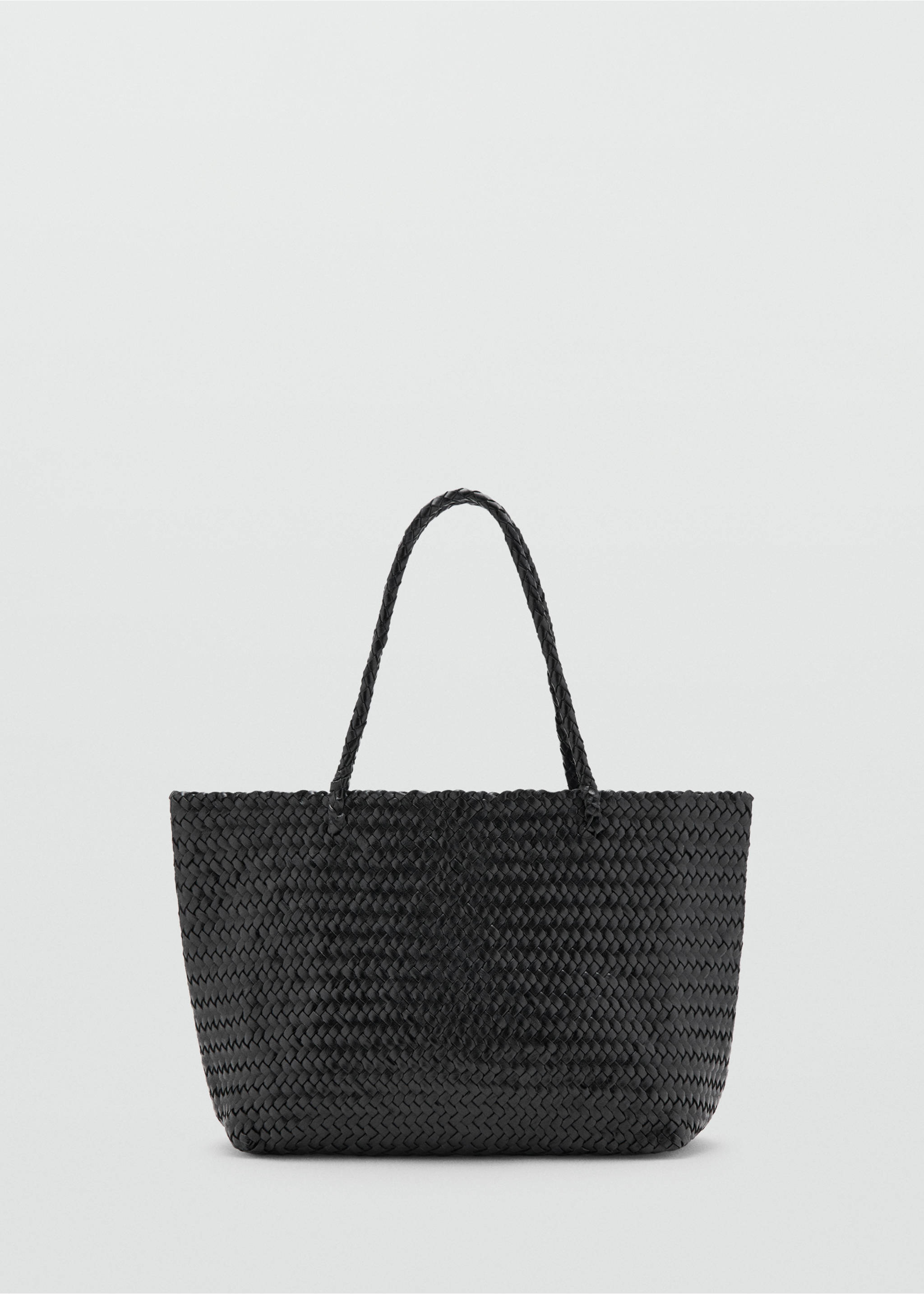 Braided leather shopper bag - Article without model, Black. Ref: 37071373-00.