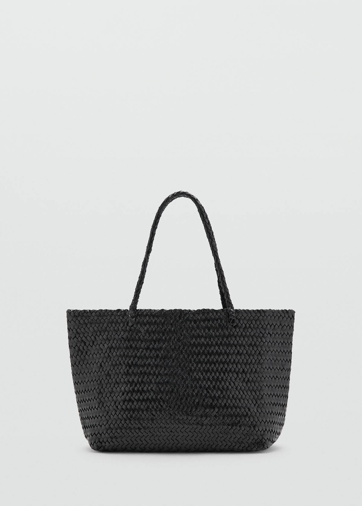 Braided leather shopper bag — Black