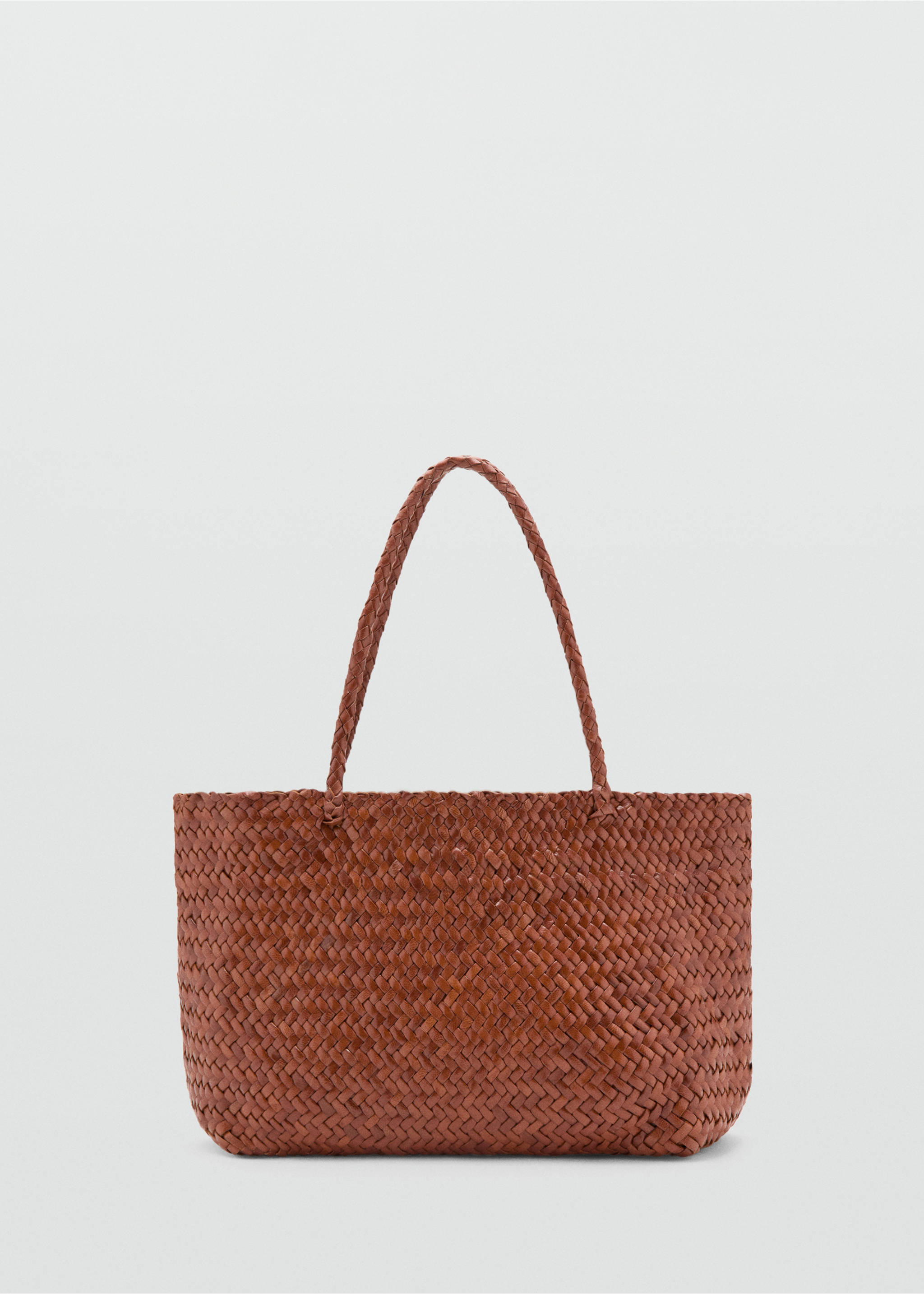 Braided leather shopper bag - Artikel zonder model, Middenbruin. Ref: 37071373-00.